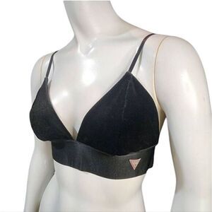 Guess Black Velvet Triangle Bralette (M)